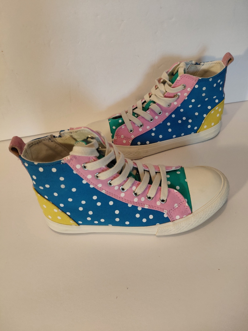 Mini Boden Polka Dot High-Top Sneakers - Blue/Pink/Yellow